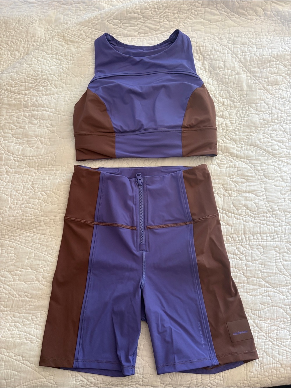lululemon athletica Hike to Swim Colorblock Sports Bra & Biker Shorts